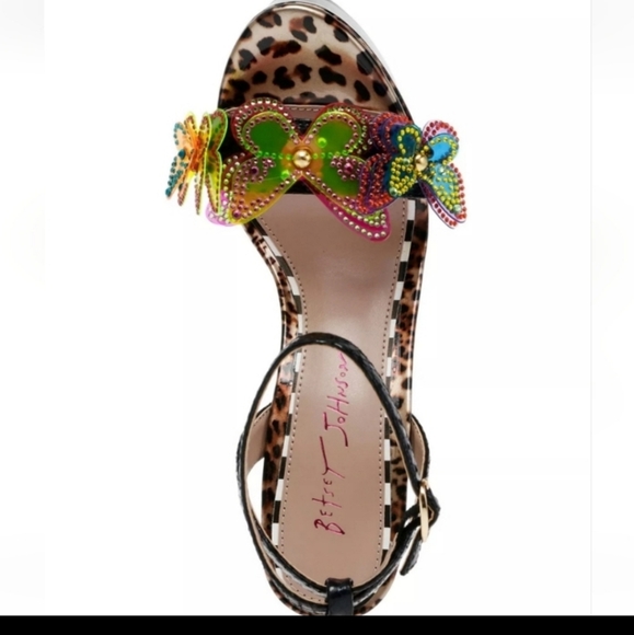 Betsey johnson  leopard steipea 3d  butterfly flat form    high heeled  Sandal - Picture 2 of 7